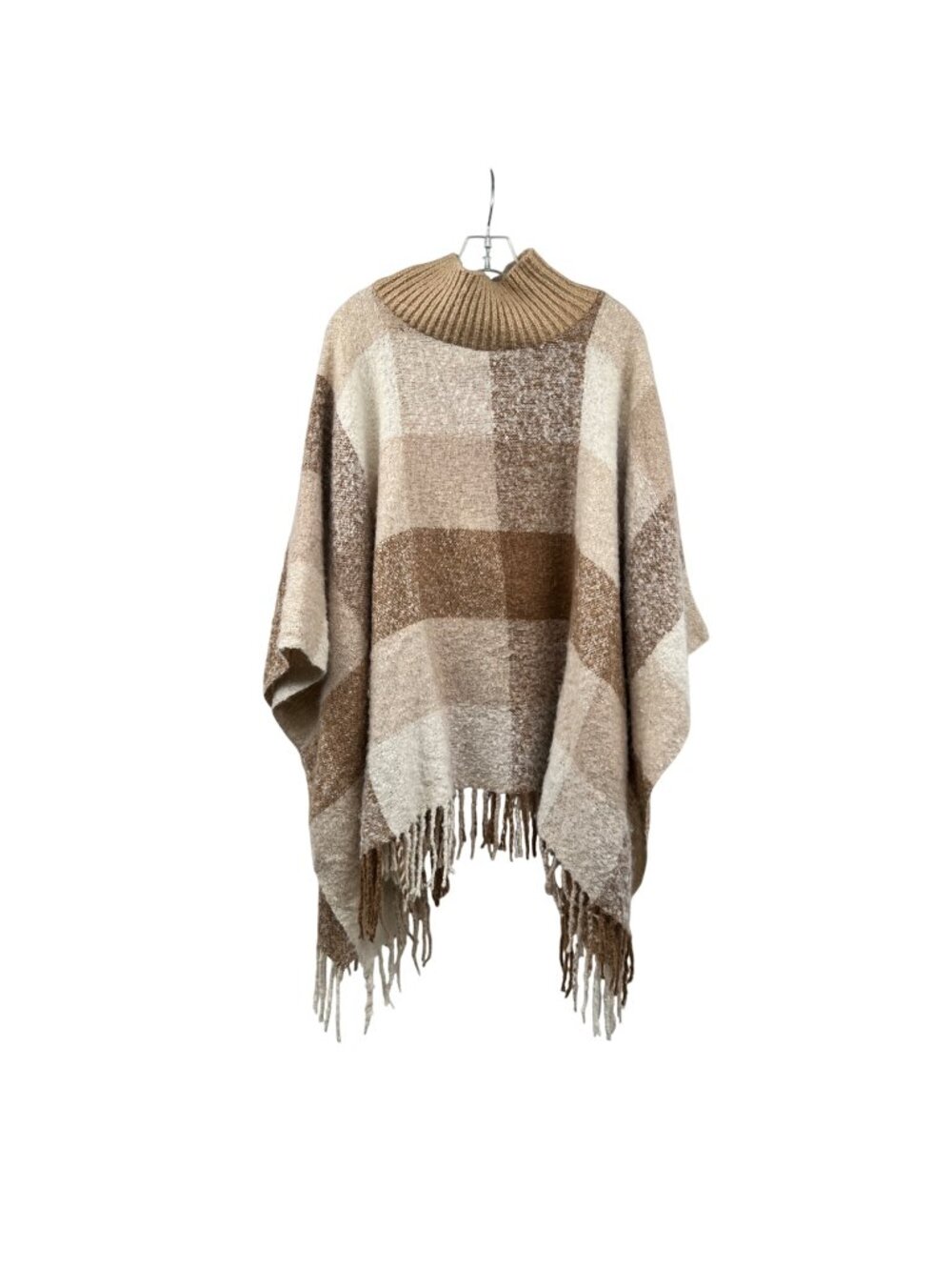 Lucky Belle Poncho Sweater Tan/Multi Fringe Womens One Size Fits All